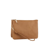 Tripe compartment convertible clutch crossbody wristlet