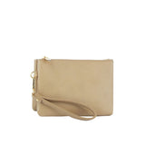 Tripe compartment convertible clutch crossbody wristlet