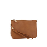 Tripe compartment convertible clutch crossbody wristlet