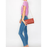 Woven front flap clutch
