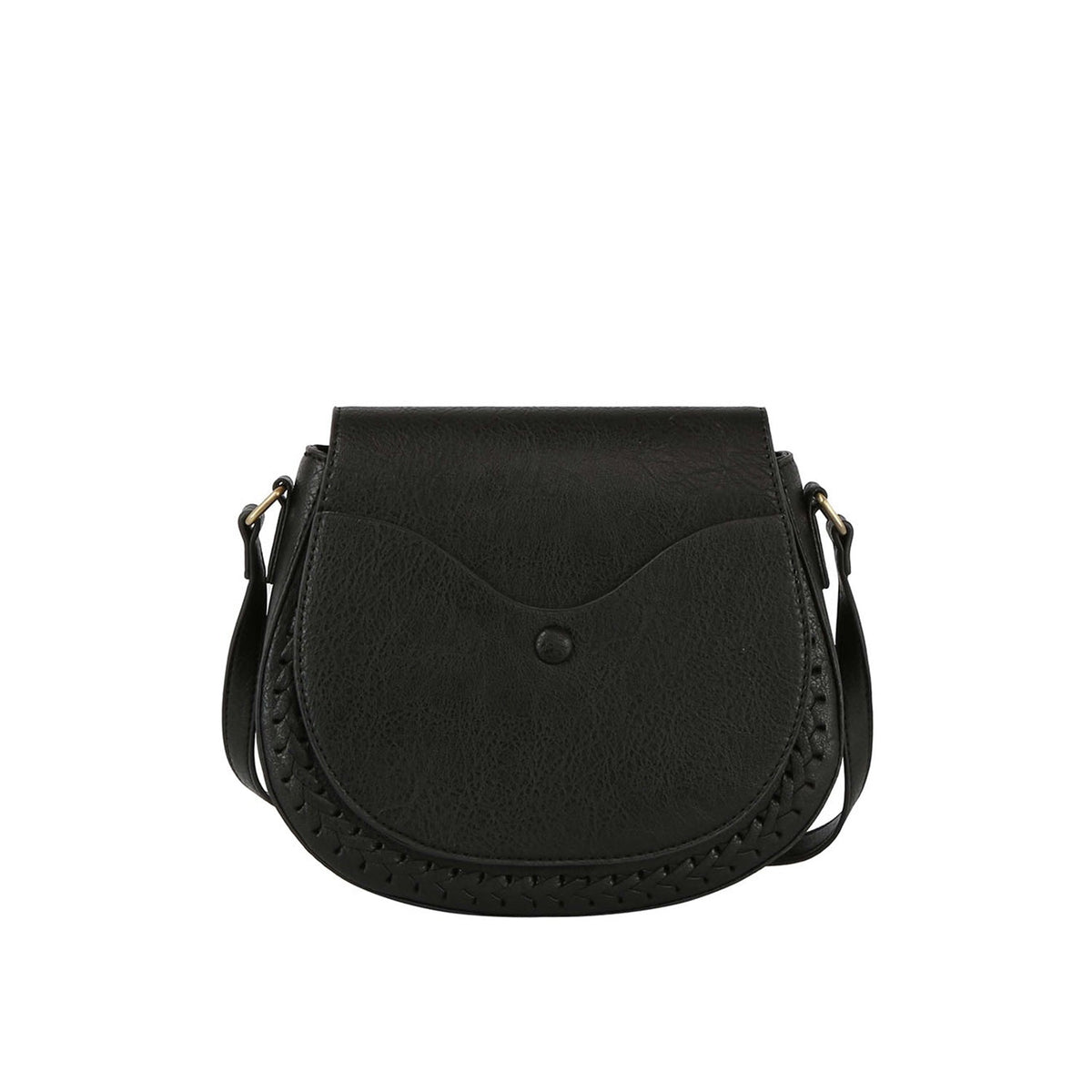 Front pocket flap whipstitching detailed saddle